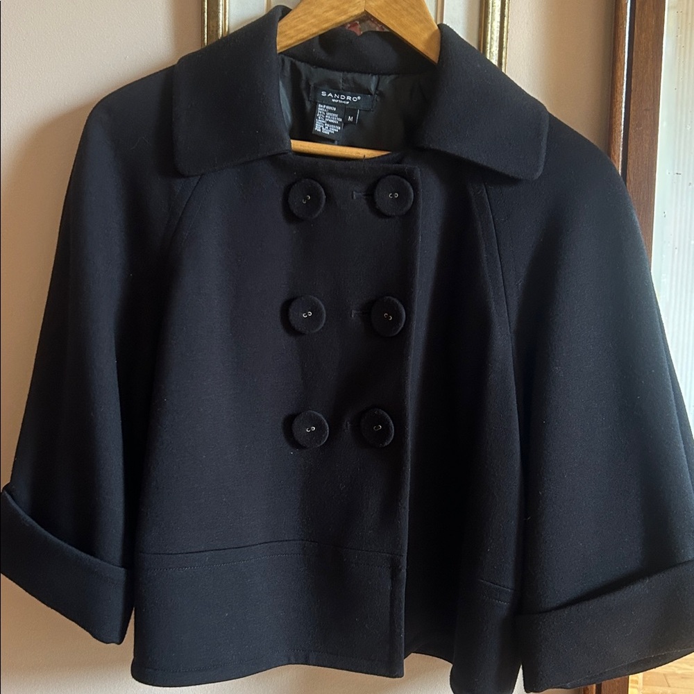 Sandro Women's Short Black Double-Breasted Jacket